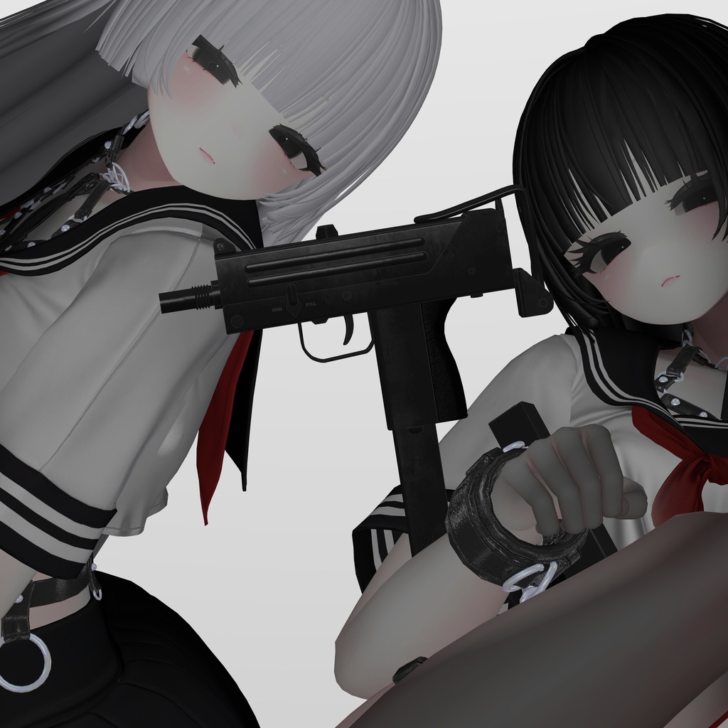 AIT_Ingram MAC-11_GunGimmick【射撃ギミック、パーティクル,ハンドサイン設定済み】