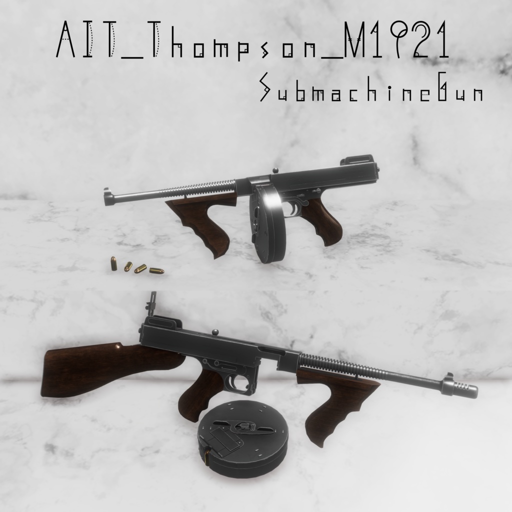AIT_Thompson_M1921_submachine_gun【射撃ギミック、パーティクル,ハンドサイン設定済み】