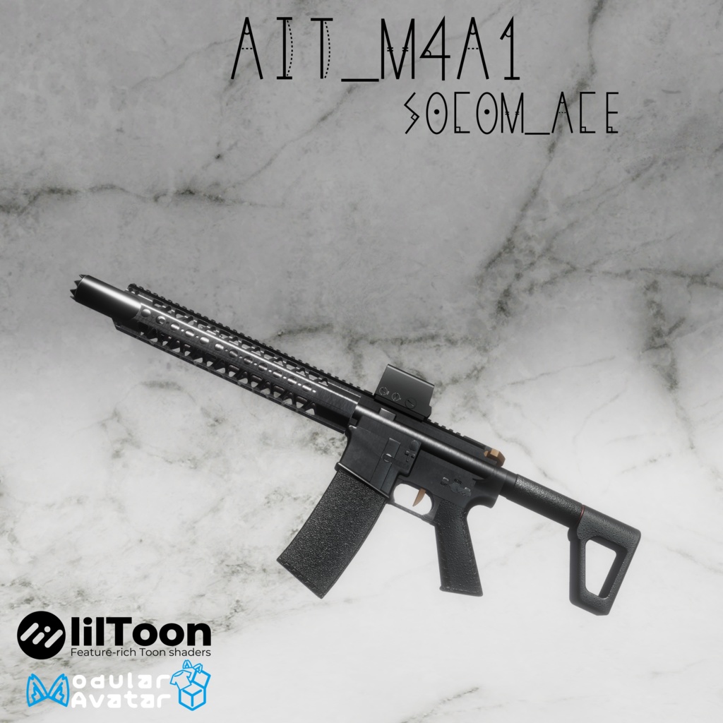 AIT_M4A1_SOCOM_ACE【射撃ギミック、パーティクル,ハンドサイン設定済み】