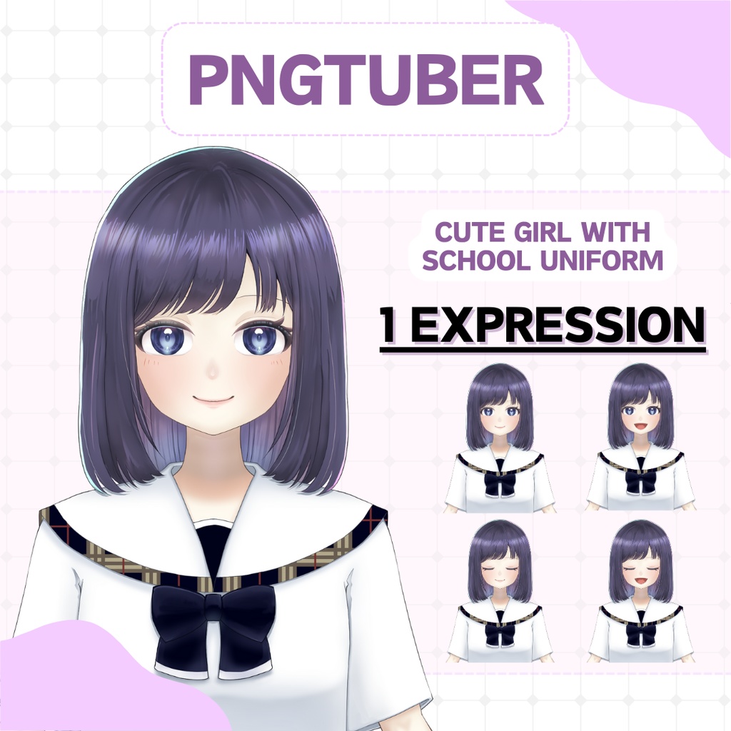 [PNGtuber] School uniform girl [1 expression] | ready to use, veadotube mini, streamer, twitch, youtube, cute, kawaii
