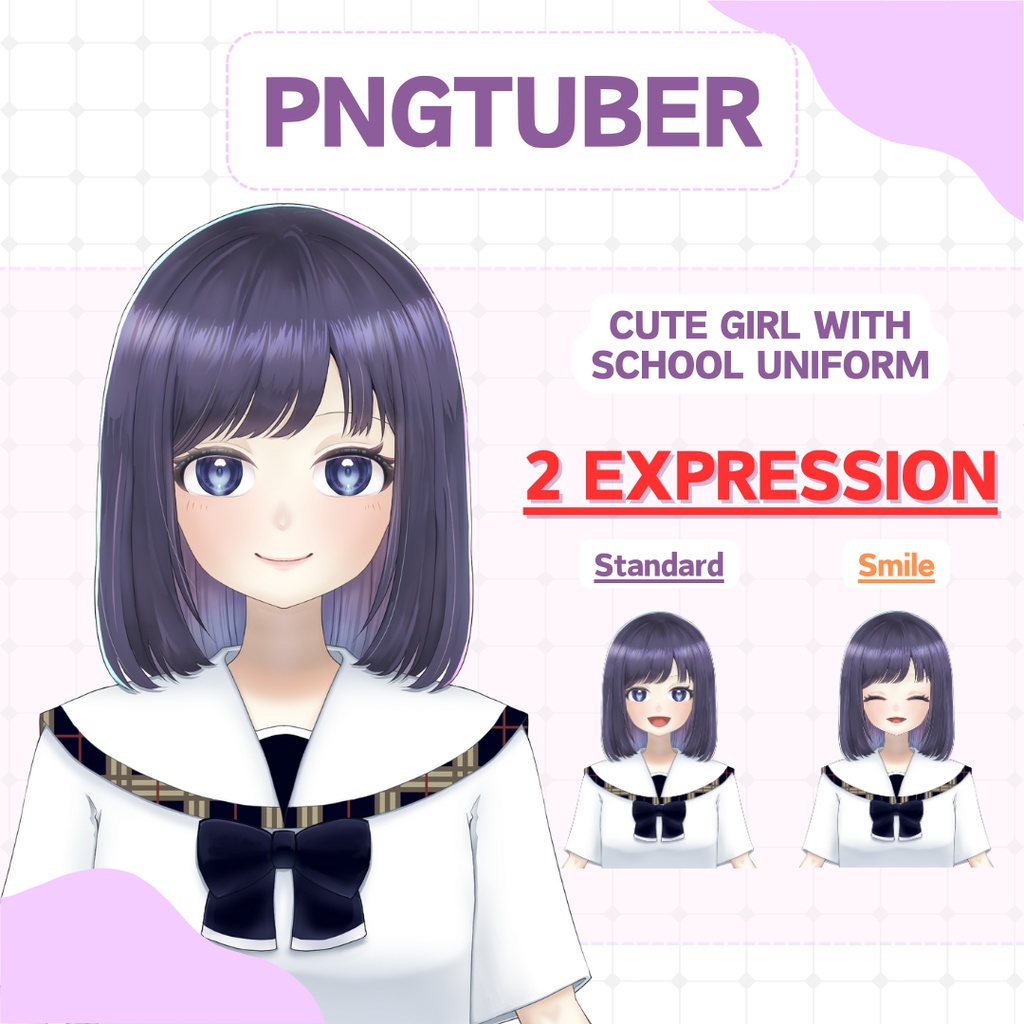 [PNGtuber] School uniform girl [2 expression] | ready to use, veadotube mini, streamer, twitch, youtube, cute, kawaii