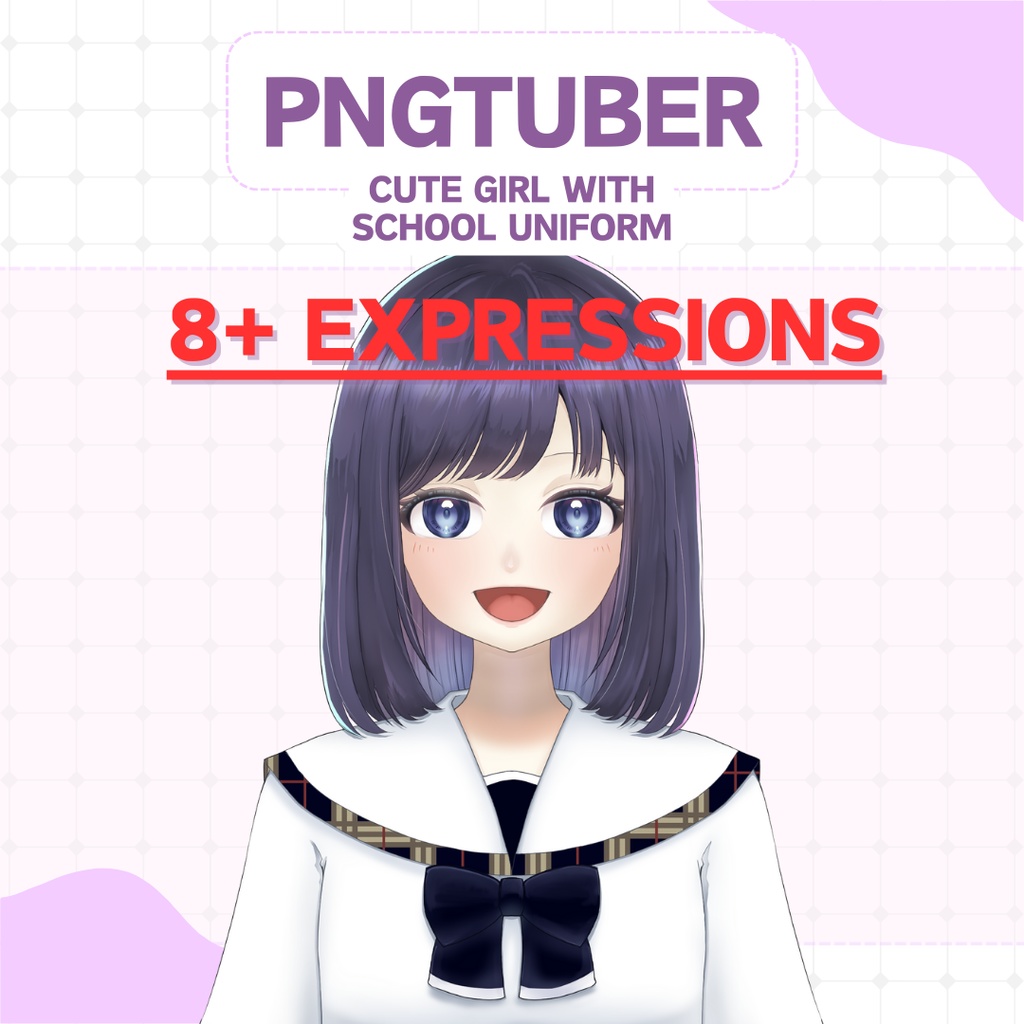 [PNGtuber] School uniform girl [8+ expression] | ready to use, veadotube mini, streamer, twitch, youtube, cute, kawaii