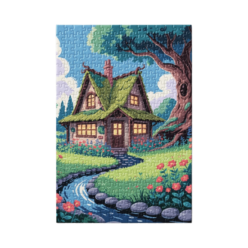 癒やしのアニメ風風景画パズル 300pcs ~小川のほとりの秘密の家~