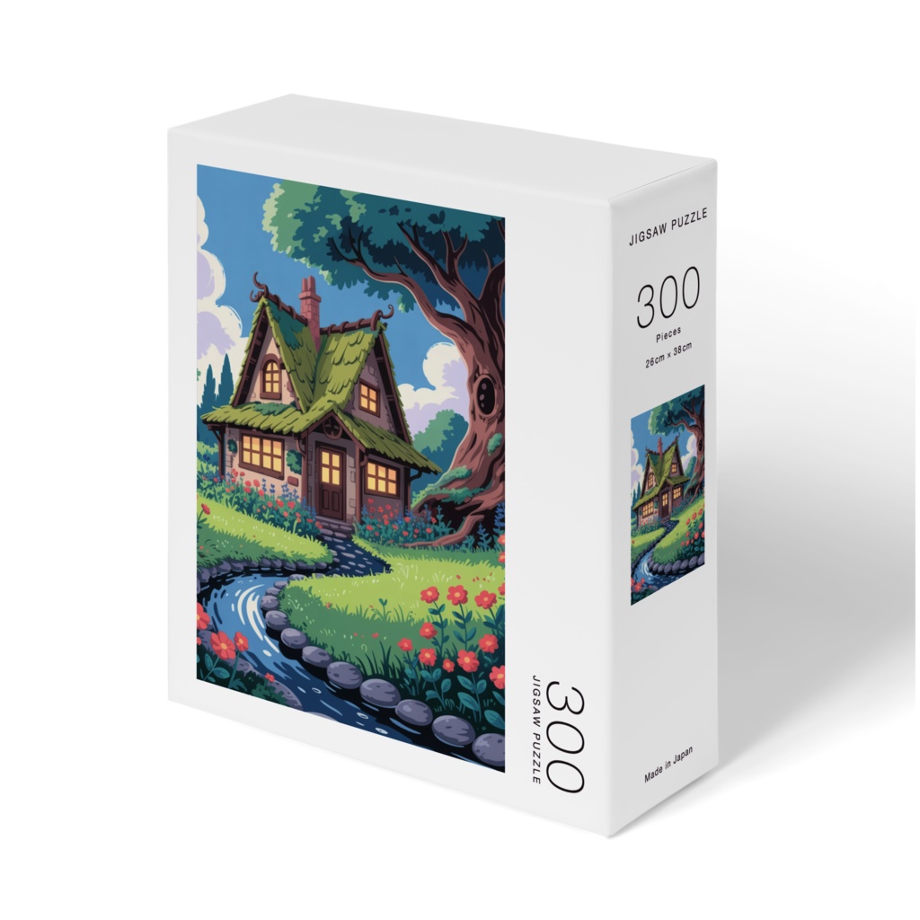 癒やしのアニメ風風景画パズル 300pcs ~小川のほとりの秘密の家~