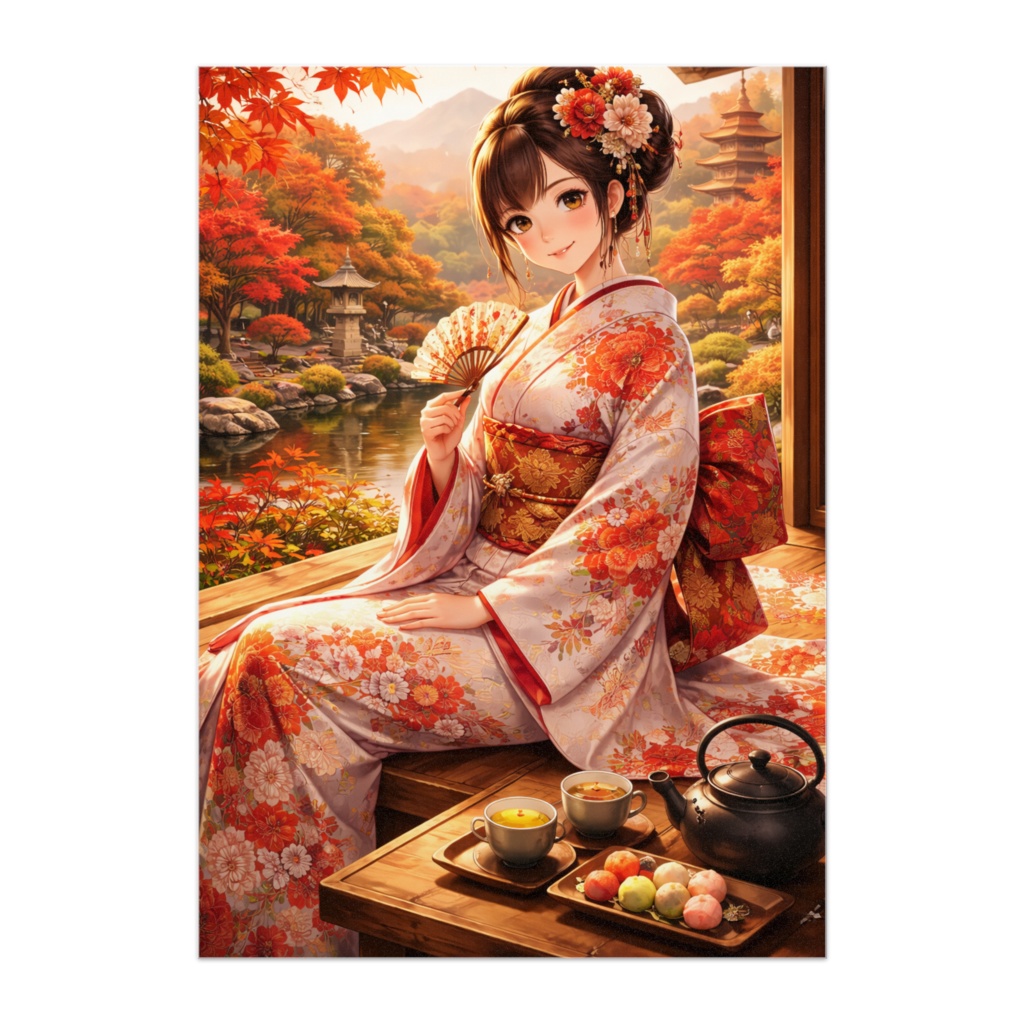 「秋色のひととき」 オリジナルイラストポスター