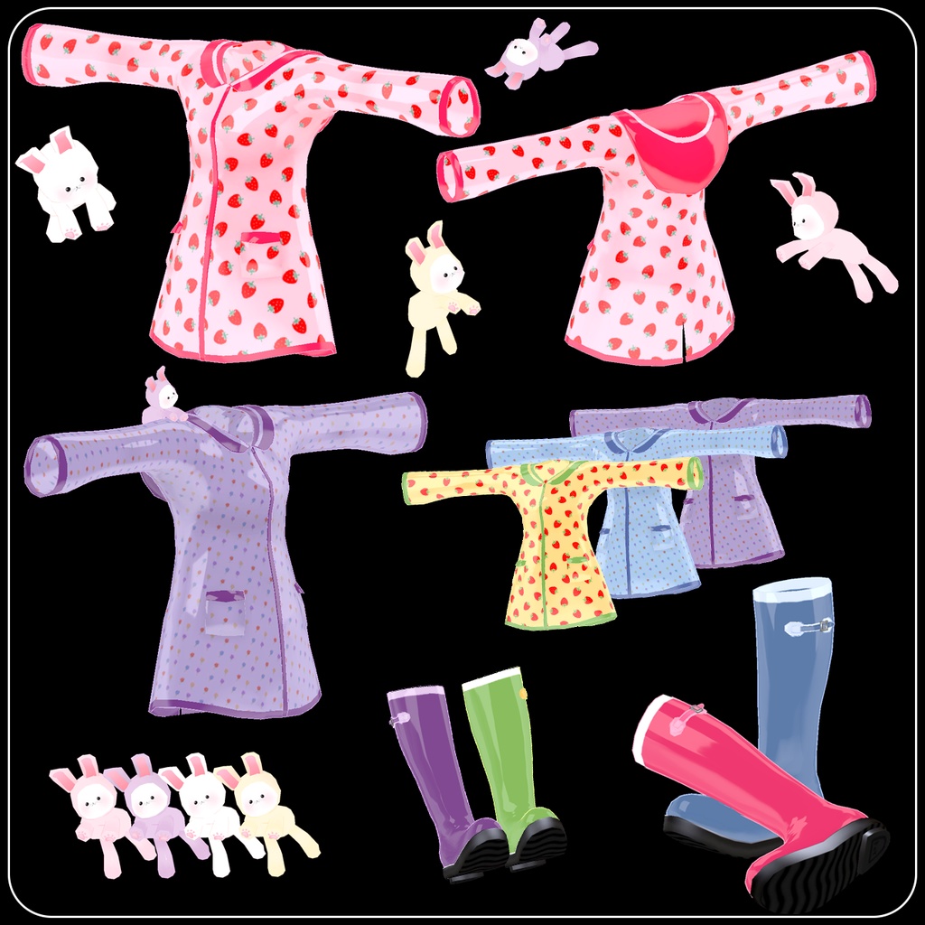 【VRC向け】 レインコートセット / Rain Coat Set (Grus/狐雪)