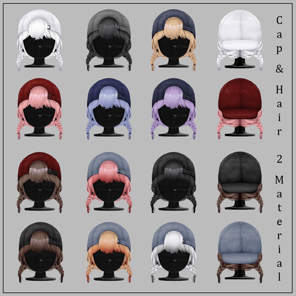 【VRC】 Cap Hair (16 Avatars)
