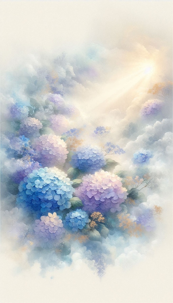 🌸幻想的な紫陽花壁紙5枚セット-Fantasy Hydrangea Wallpaper Pack-