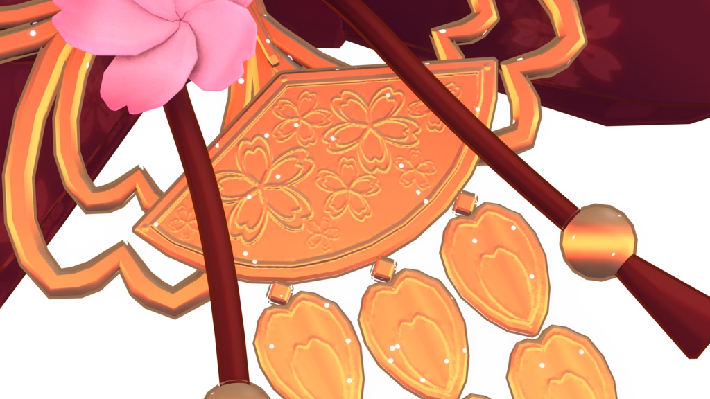 【3Dアクセサリー】金桜の髪飾り【VRChat想定】