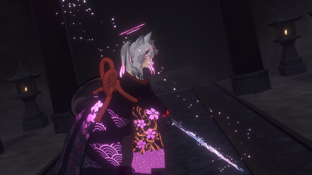 【3Dmodel】水斬 花筏【ModularAvatarギミック付】WaterBlade HANA-IKADA【Effect included】