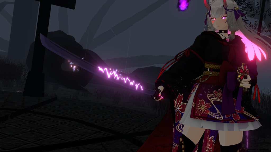 【3Dmodel】雷刃 鳴神【ModularAvatarギミック付】/lightning blade NARUKAMI【Effect included】
