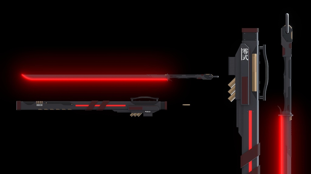 【3Dmodel】零式妖熱刀【排熱リロードアクション付き】/Proto Phantom Heat Saber【Effect included】