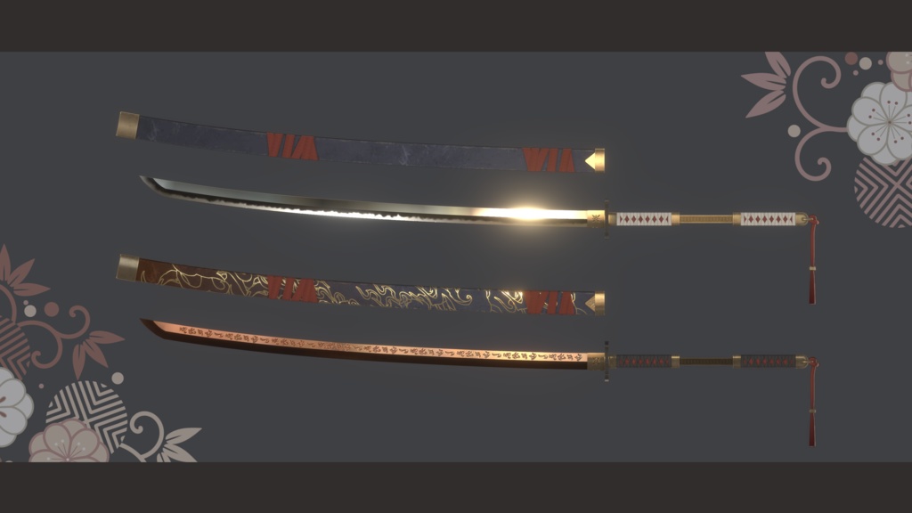 【3Dmodel】大刀 牙猟丸 【両手持ちギミック付】/GreatSword Garyo-maru