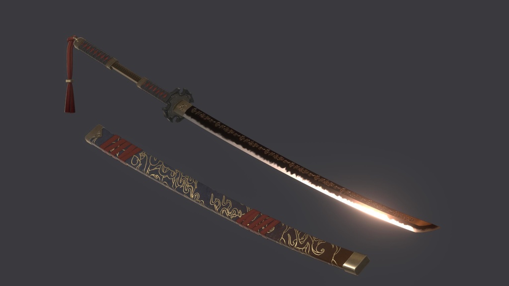 【3Dmodel】大刀 牙猟丸 【両手持ちギミック付】/GreatSword Garyo-maru