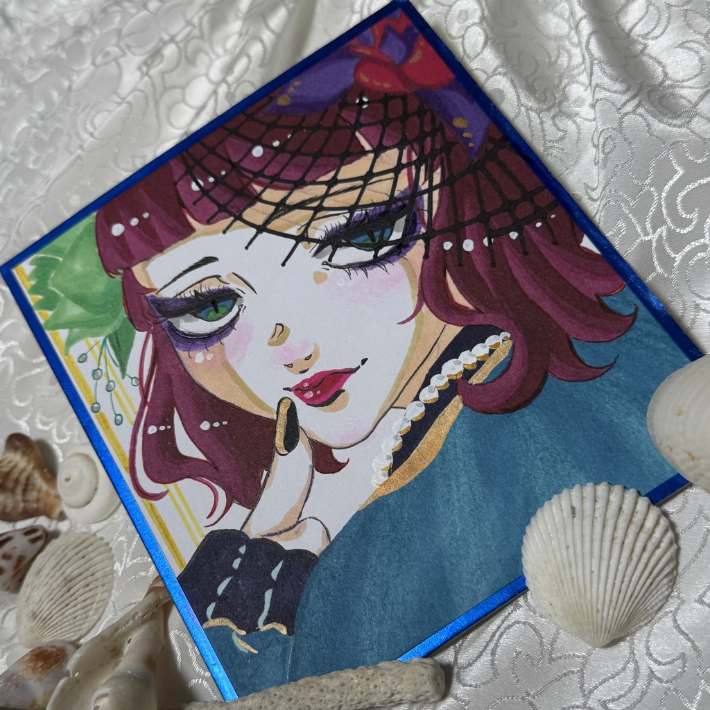 手描きイラスト 色紙イラスト 創作女子