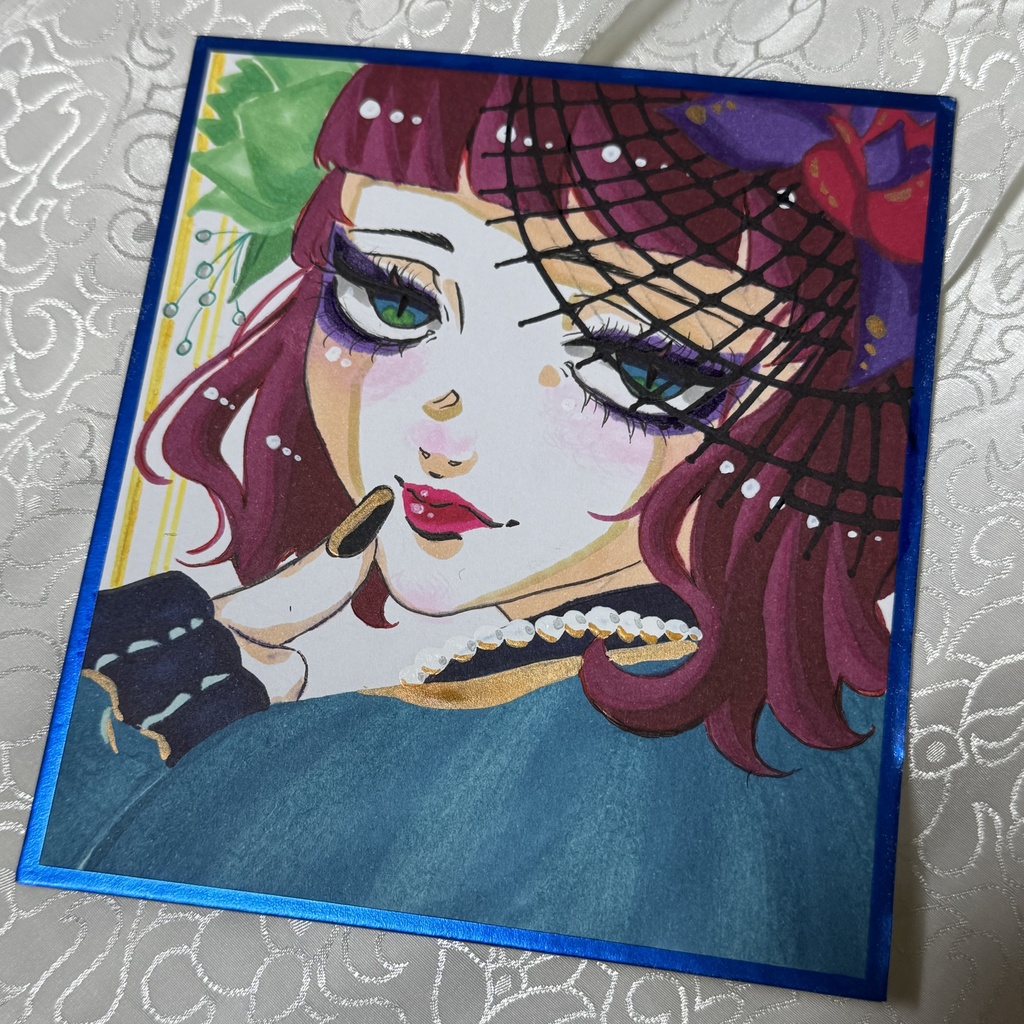 手描きイラスト 色紙イラスト 創作女子