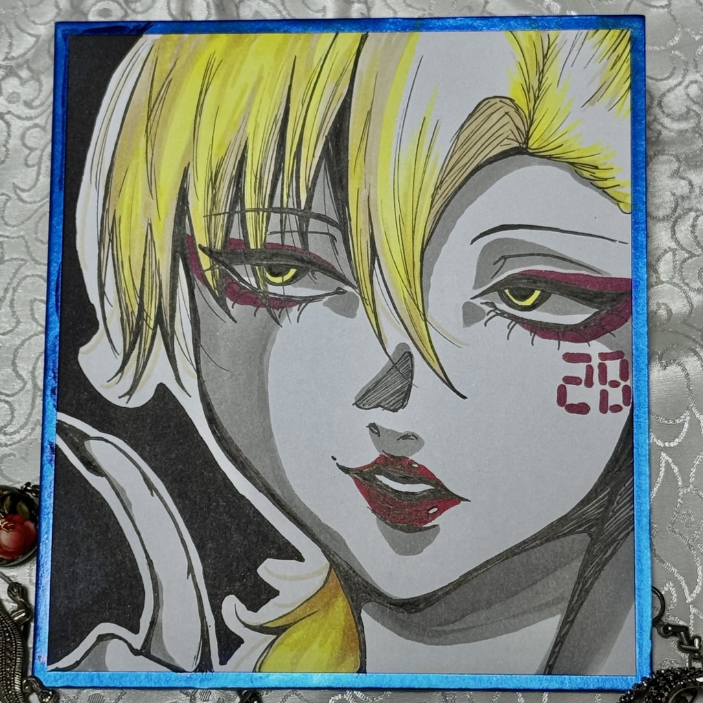 手描きイラスト色紙 創作女子