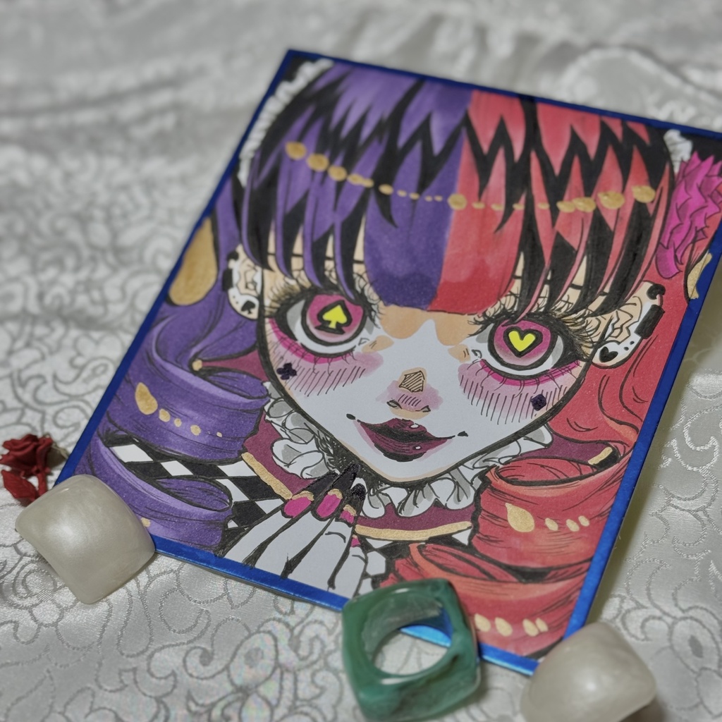 手描きイラスト色紙 創作女子