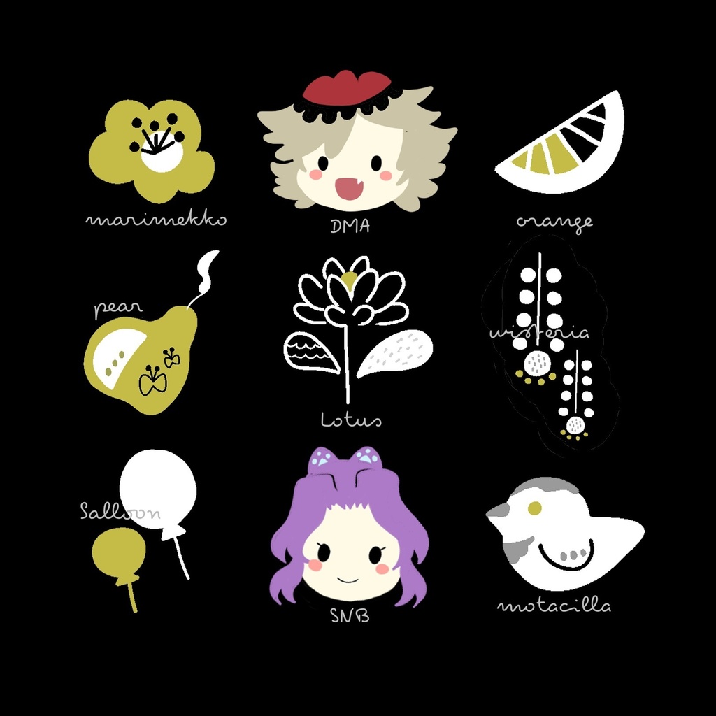 童しの 北欧風スクエア缶バッジ