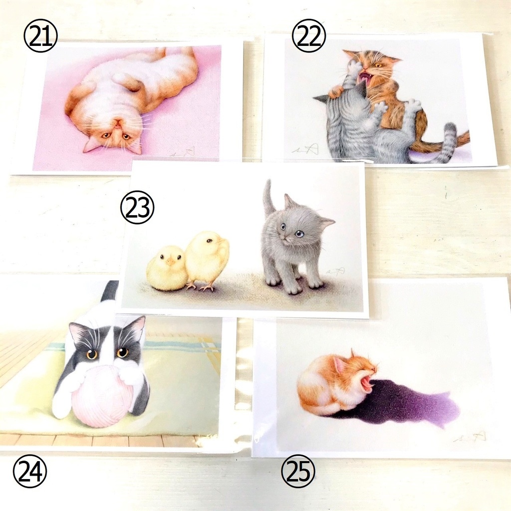 ねこのポストカード<セット> 色鉛筆画
