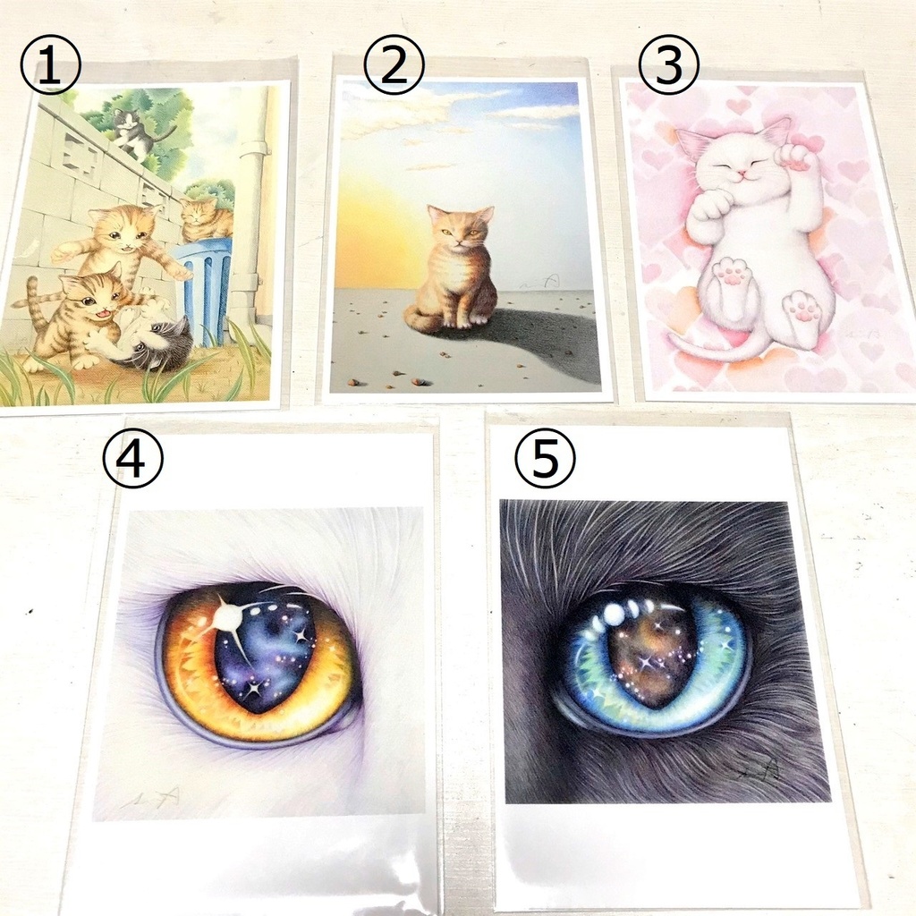 ねこのポストカード<セット> 色鉛筆画