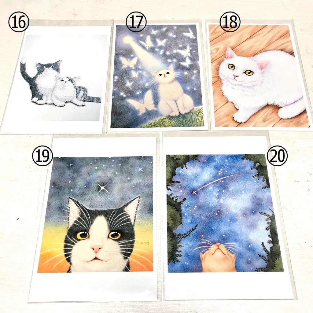 ねこのポストカード<単品> 色鉛筆画