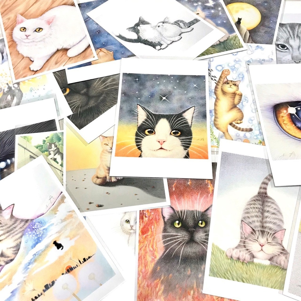 ねこのポストカード<単品> 色鉛筆画