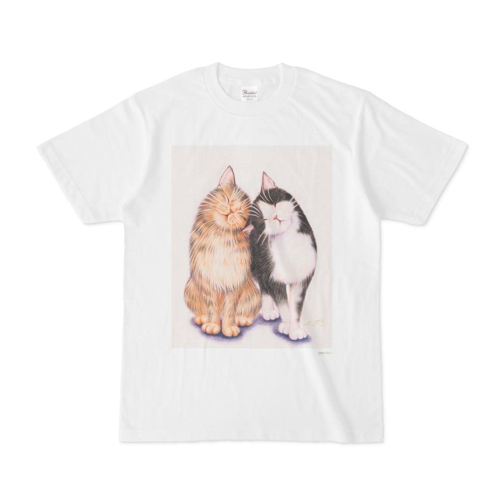 色鉛筆画　ねこTシャツ　ごあいさつ