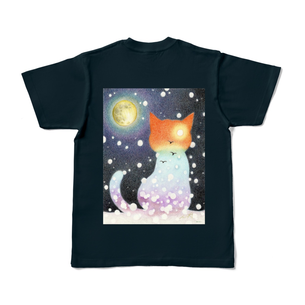色鉛筆画 ねこTシャツ 光降る季節