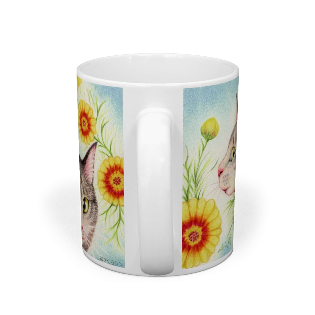 色鉛筆画 ねこマグカップ 風が運ぶ想い