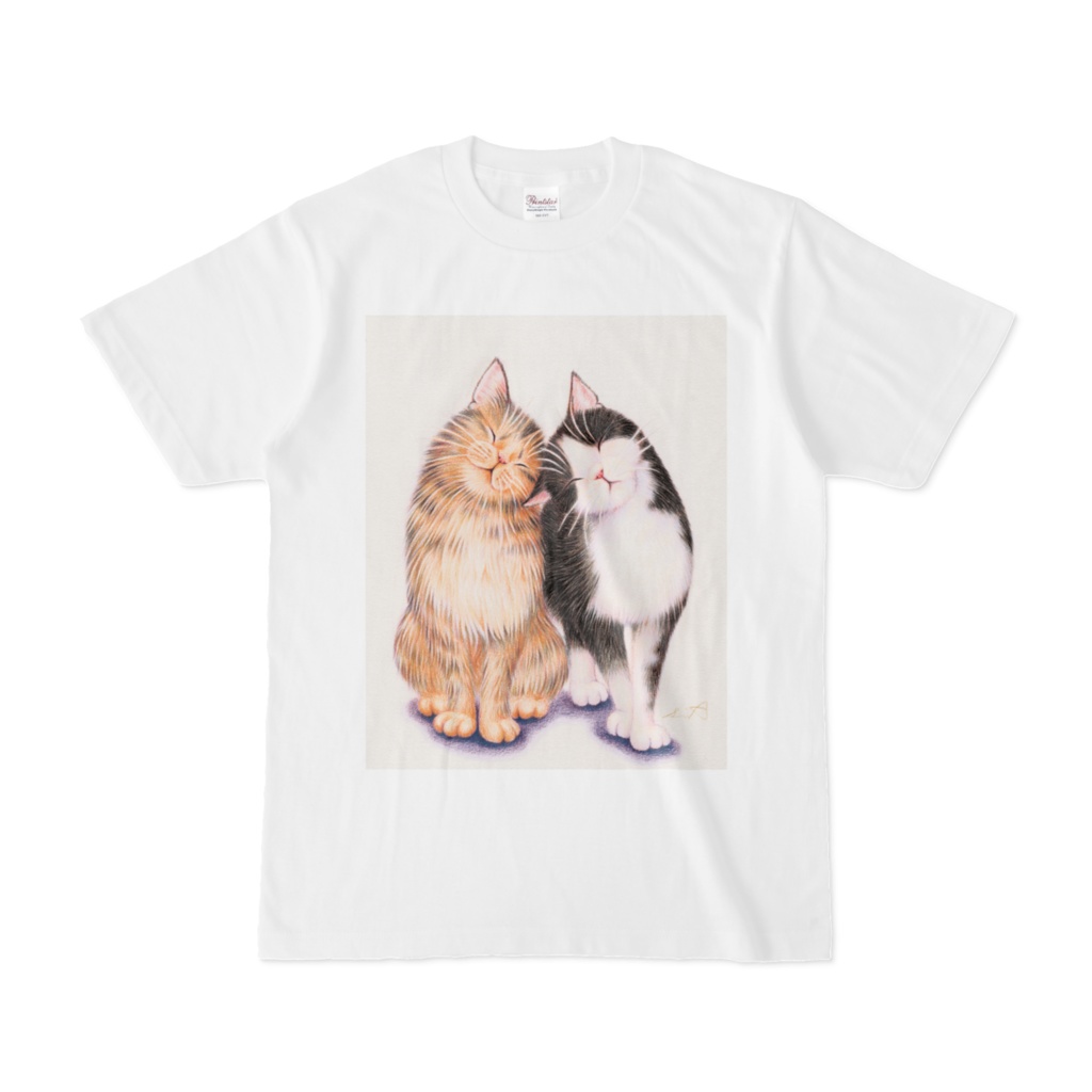 色鉛筆画　ねこTシャツ　ごあいさつ