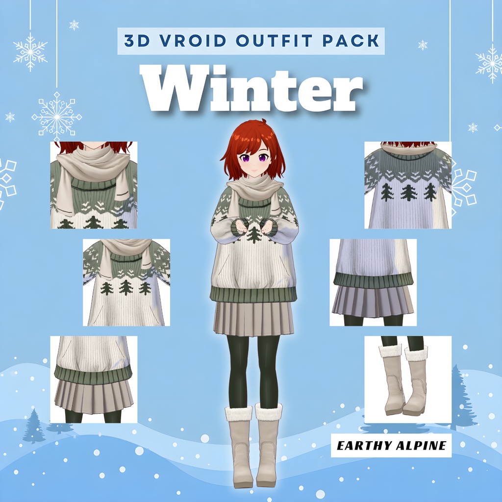 Clothes Clothing Knit Casual Vroid Winter Outfit Pack | Pastel VTuber Fashion, 3D Anime Avatar