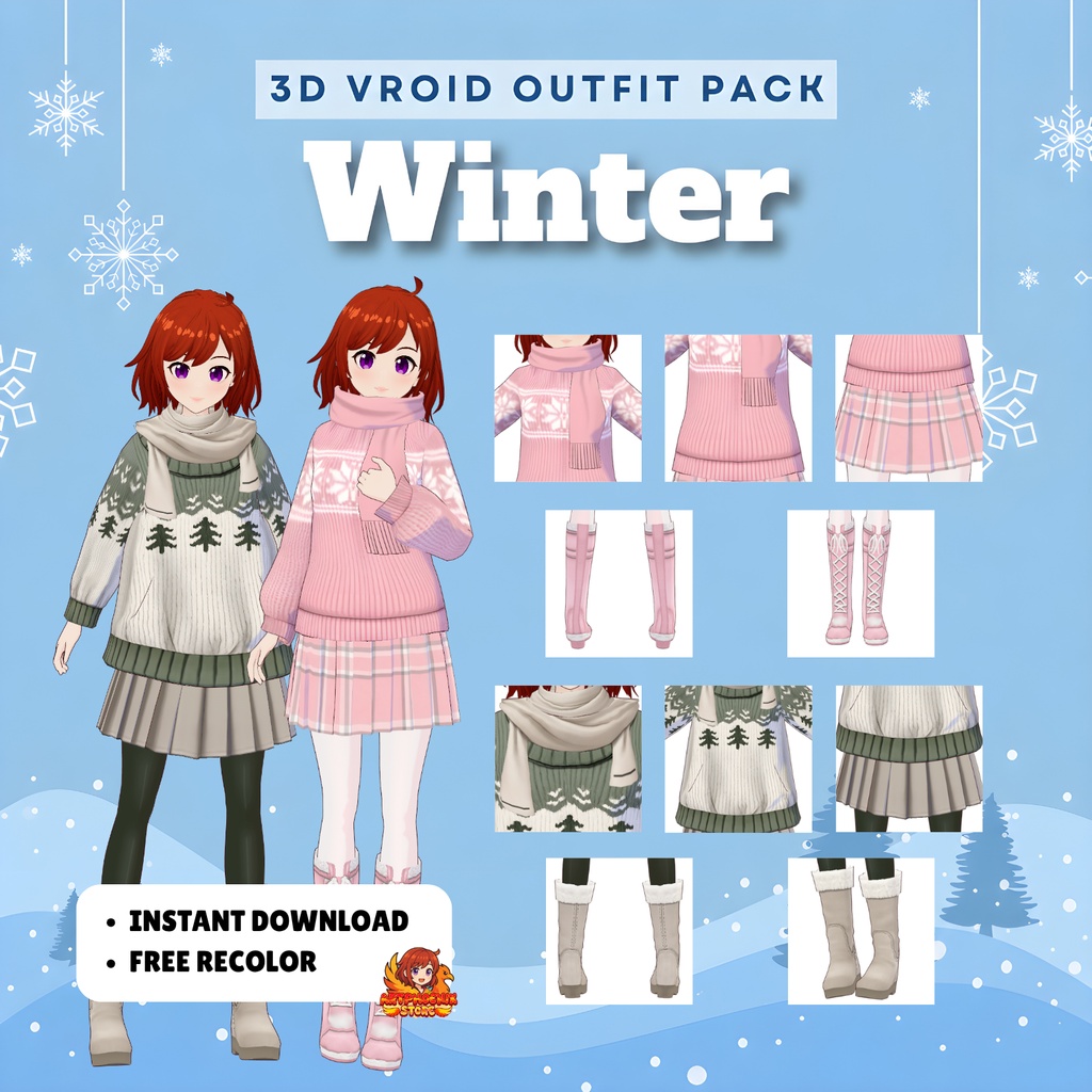 Clothes Clothing Knit Casual Vroid Winter Outfit Pack | Pastel VTuber Fashion, 3D Anime Avatar