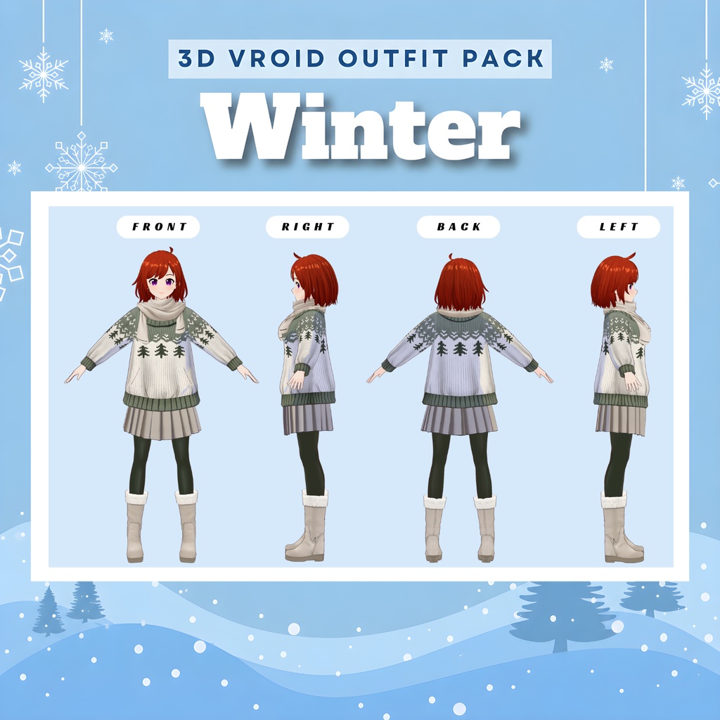 Clothes Clothing Knit Casual Vroid Winter Outfit Pack | Pastel VTuber Fashion, 3D Anime Avatar