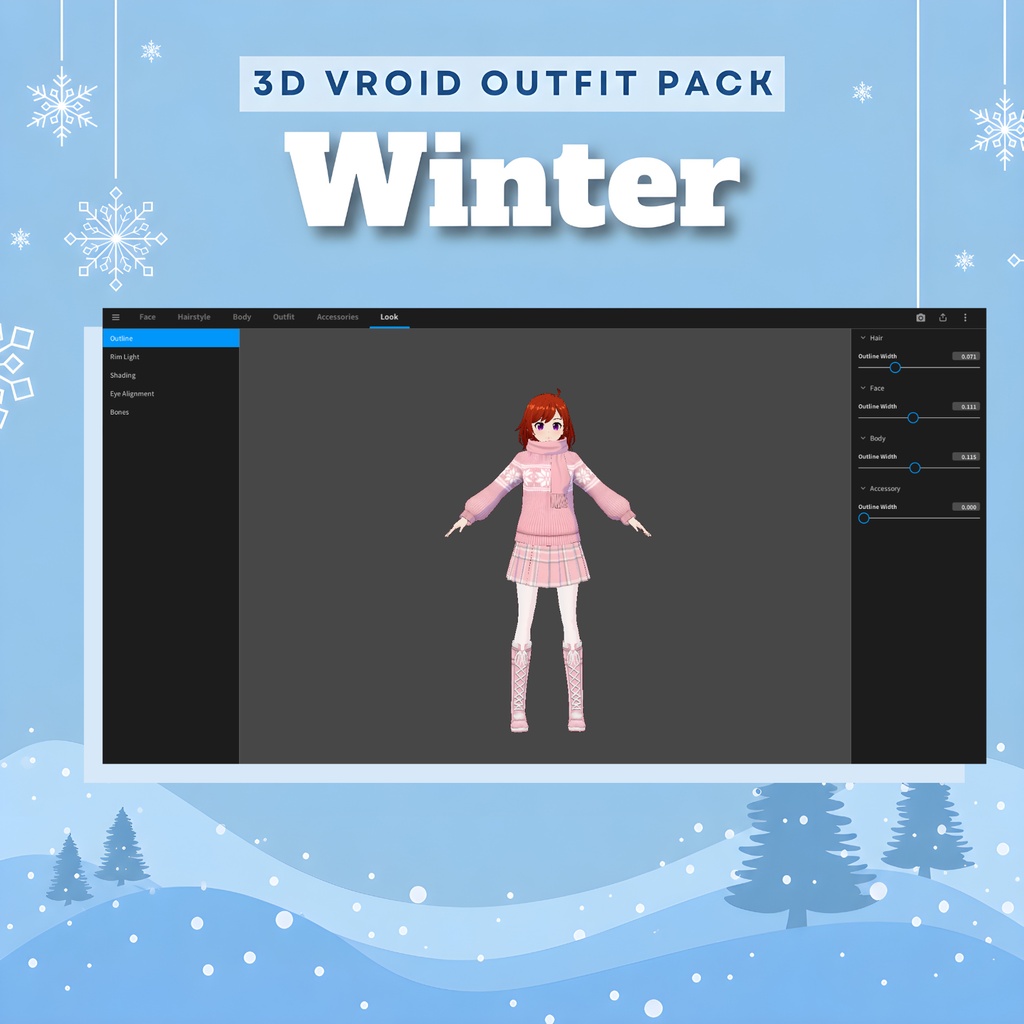 Clothes Clothing Knit Casual Vroid Winter Outfit Pack | Pastel VTuber Fashion, 3D Anime Avatar
