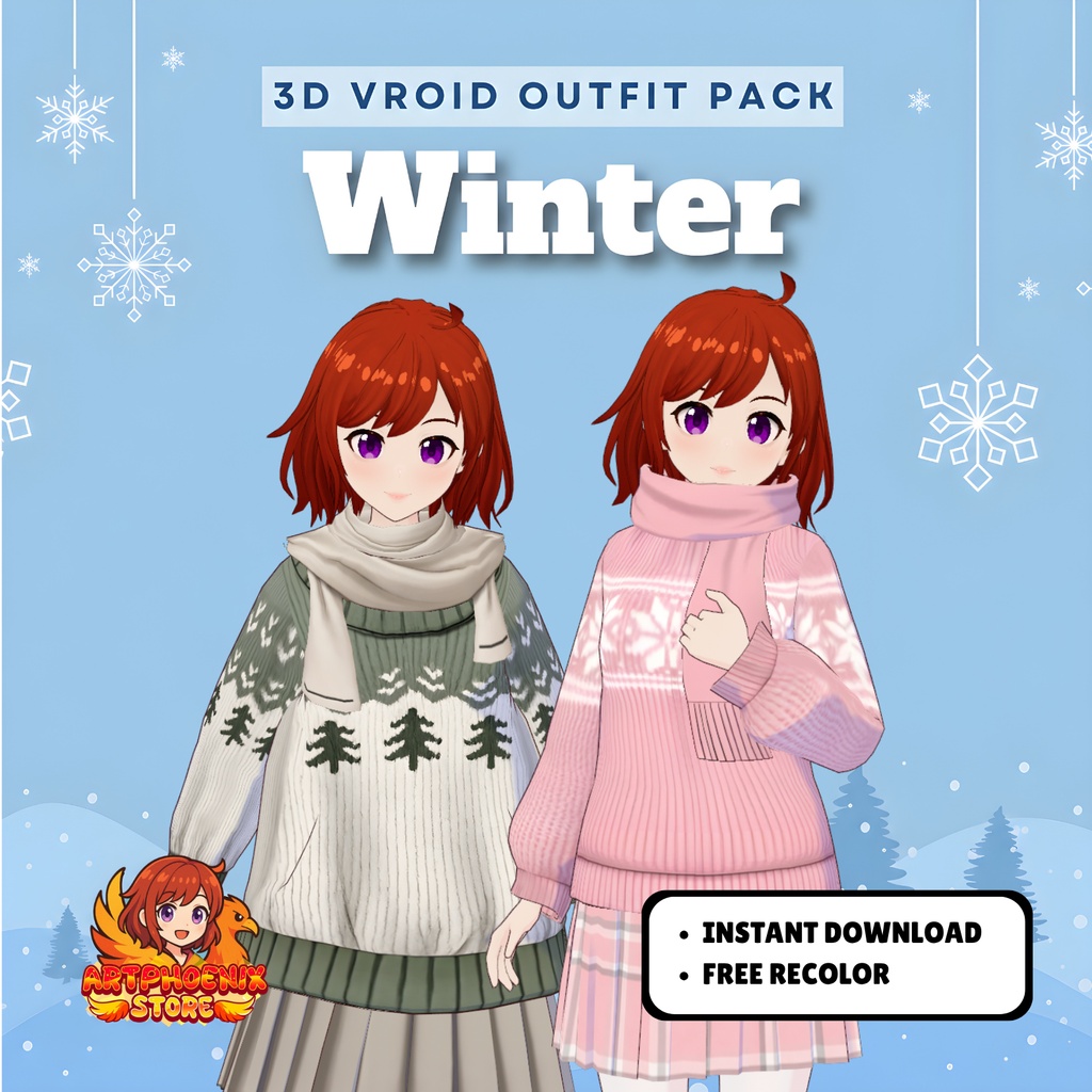Clothes Clothing Knit Casual Vroid Winter Outfit Pack | Pastel VTuber Fashion, 3D Anime Avatar