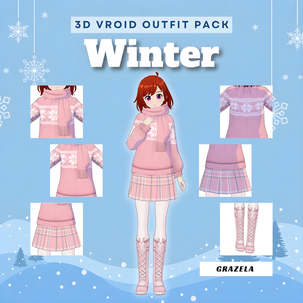 Clothes Clothing Knit Casual Vroid Winter Outfit Pack | Pastel VTuber Fashion, 3D Anime Avatar