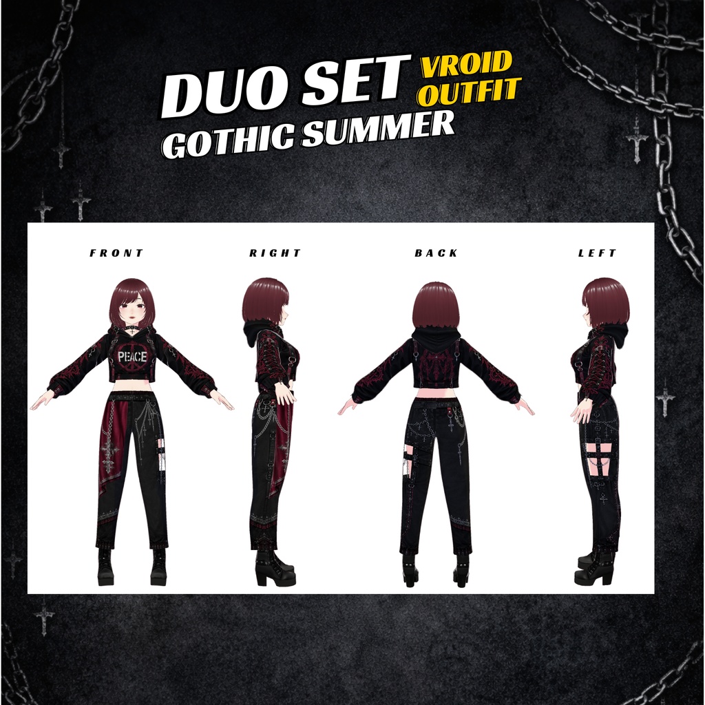 VRoid Duo Gothic Street Outfit | Matching Avatar Fashion (Digital Download)
