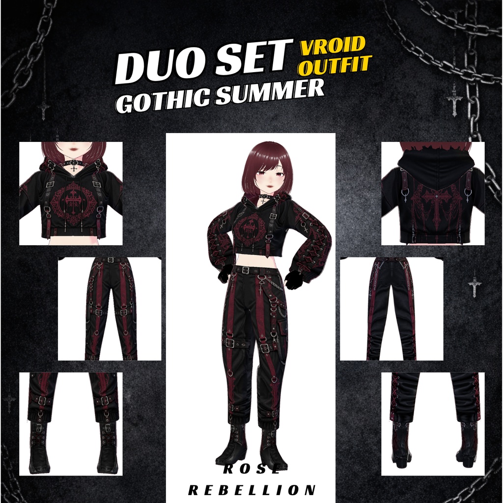 VRoid Duo Gothic Street Outfit | Matching Avatar Fashion (Digital Download)