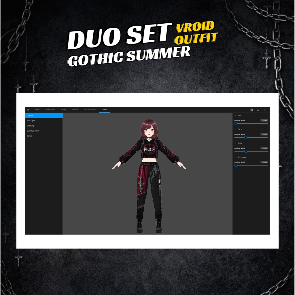 VRoid Duo Gothic Street Outfit | Matching Avatar Fashion (Digital Download)