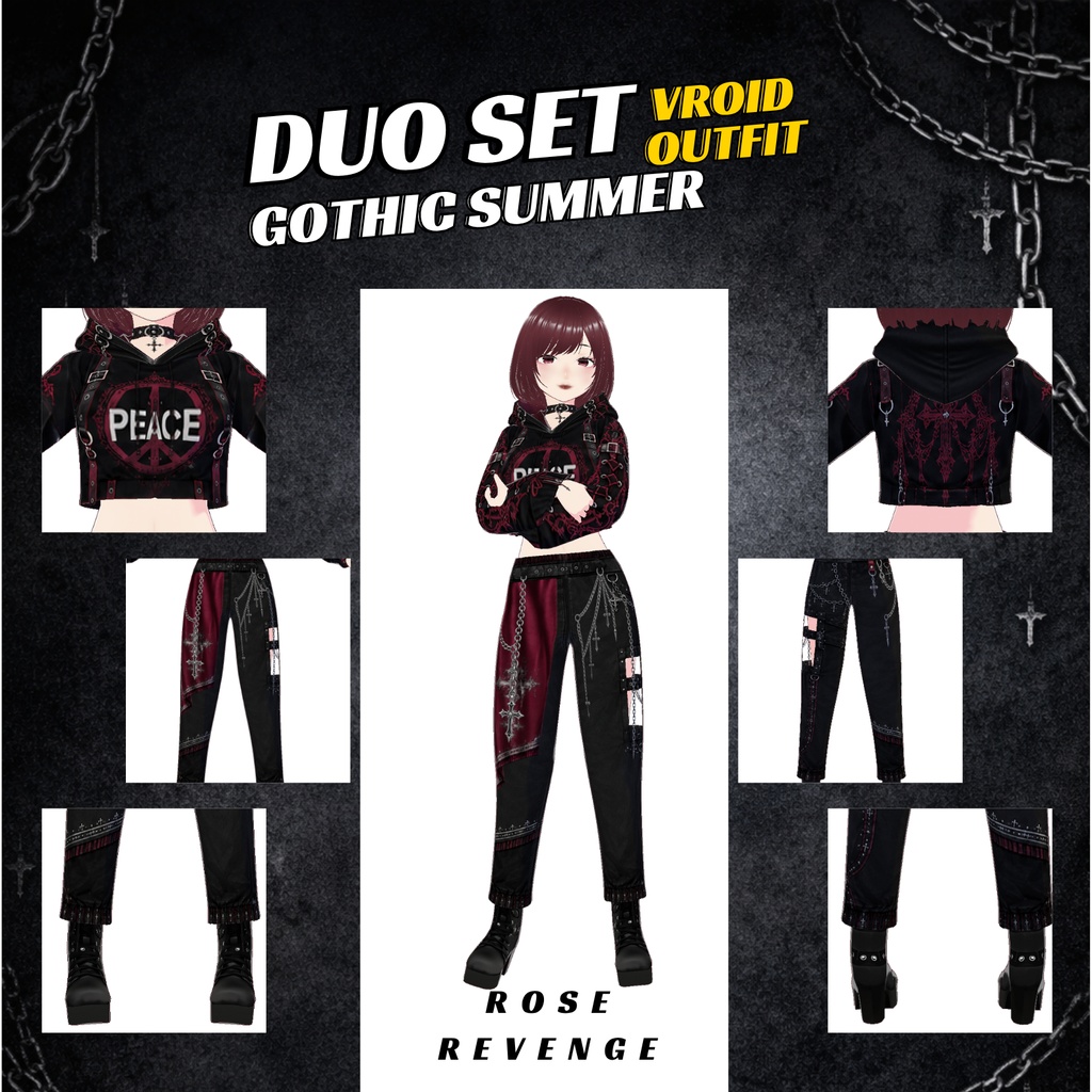 VRoid Duo Gothic Street Outfit | Matching Avatar Fashion (Digital Download)
