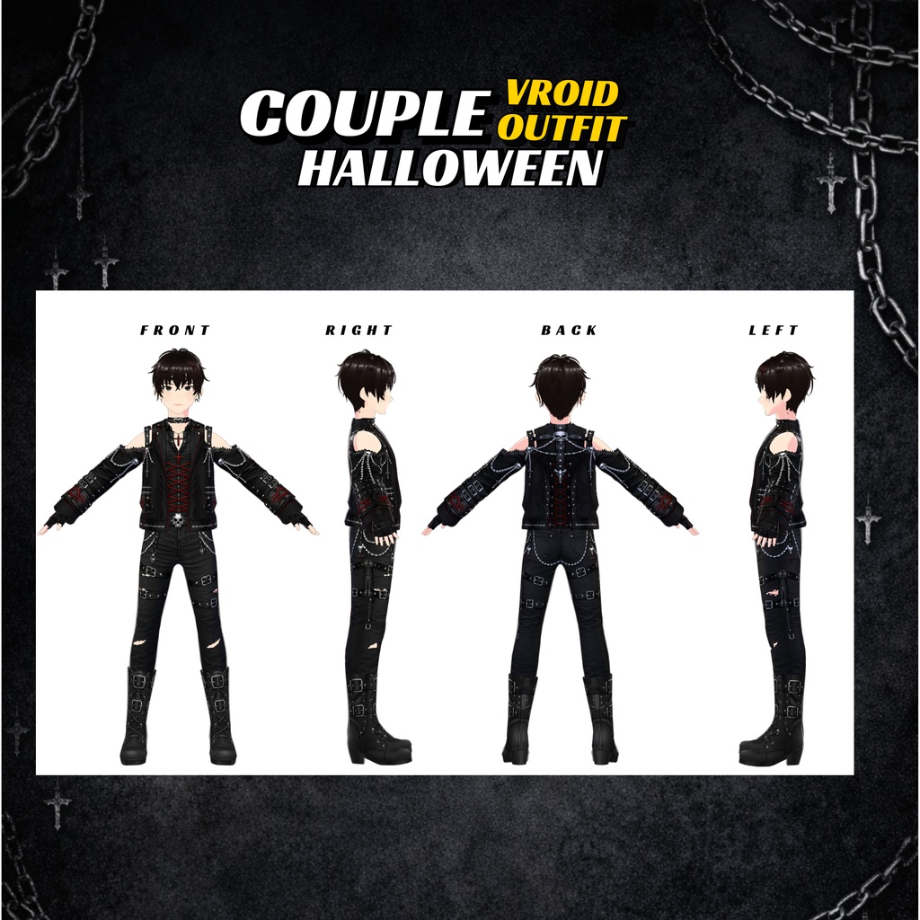 VRoid Gothic Couple Outfit | Dark Halloween Matching Avatar Clothes (Digital Download)