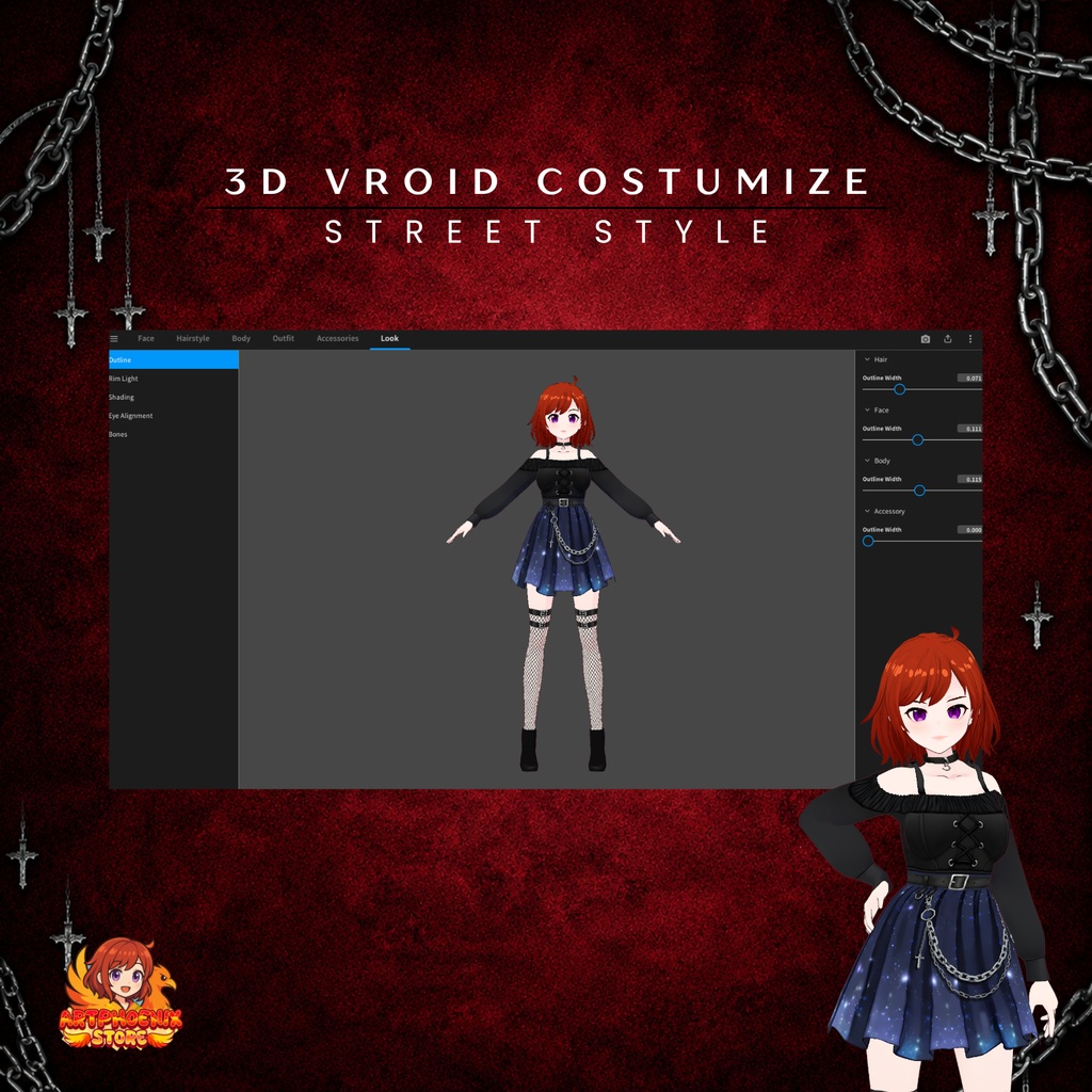 Vroid Clothes Gothic Girl | Dark Fantasy Fashion Vtuber | Outfit Set Dress Streetwear