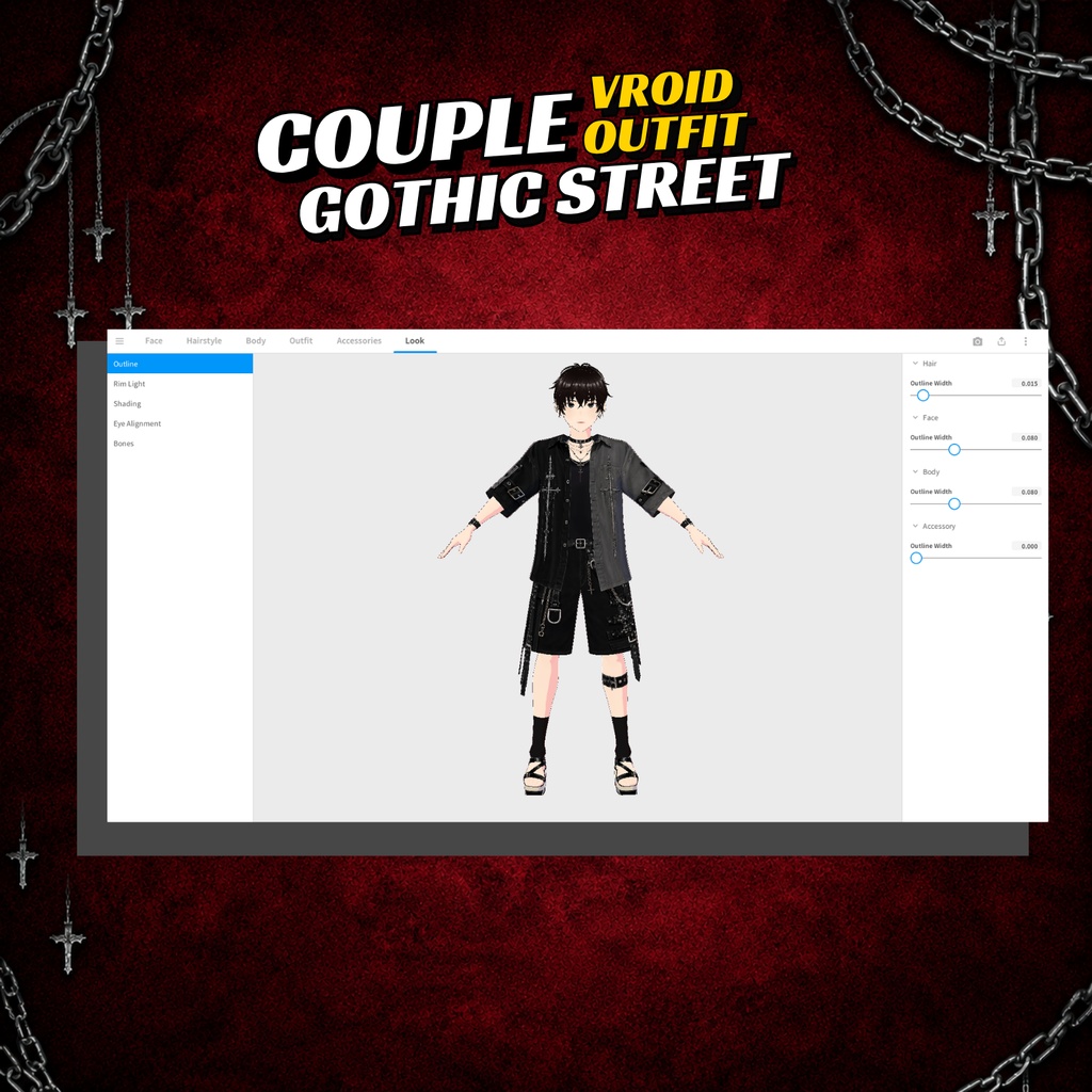 Goth Dress VRoid Couple Outfit | Gothic Streetwear Matching Clothes (Digital Download)