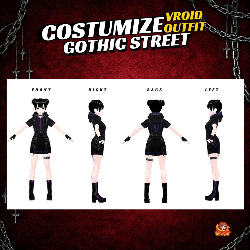 VRoid Outfit Goth Clothing Bundle | Gothic Streetwear Dark Fantasy VTuber Assets Set | Anime Avatar Custom (Digital Download)9