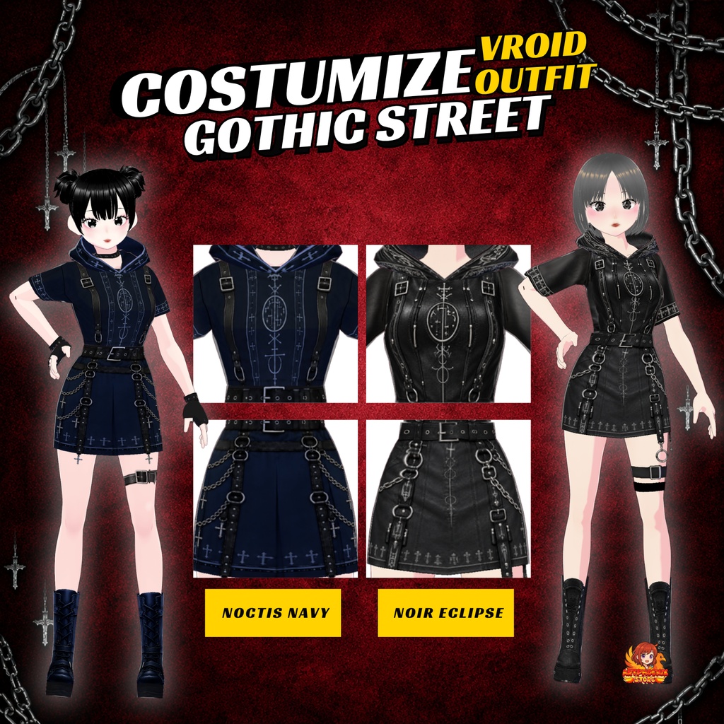 VRoid Outfit Goth Clothing Bundle | Gothic Streetwear Dark Fantasy VTuber Assets Set | Anime Avatar Custom (Digital Download)9