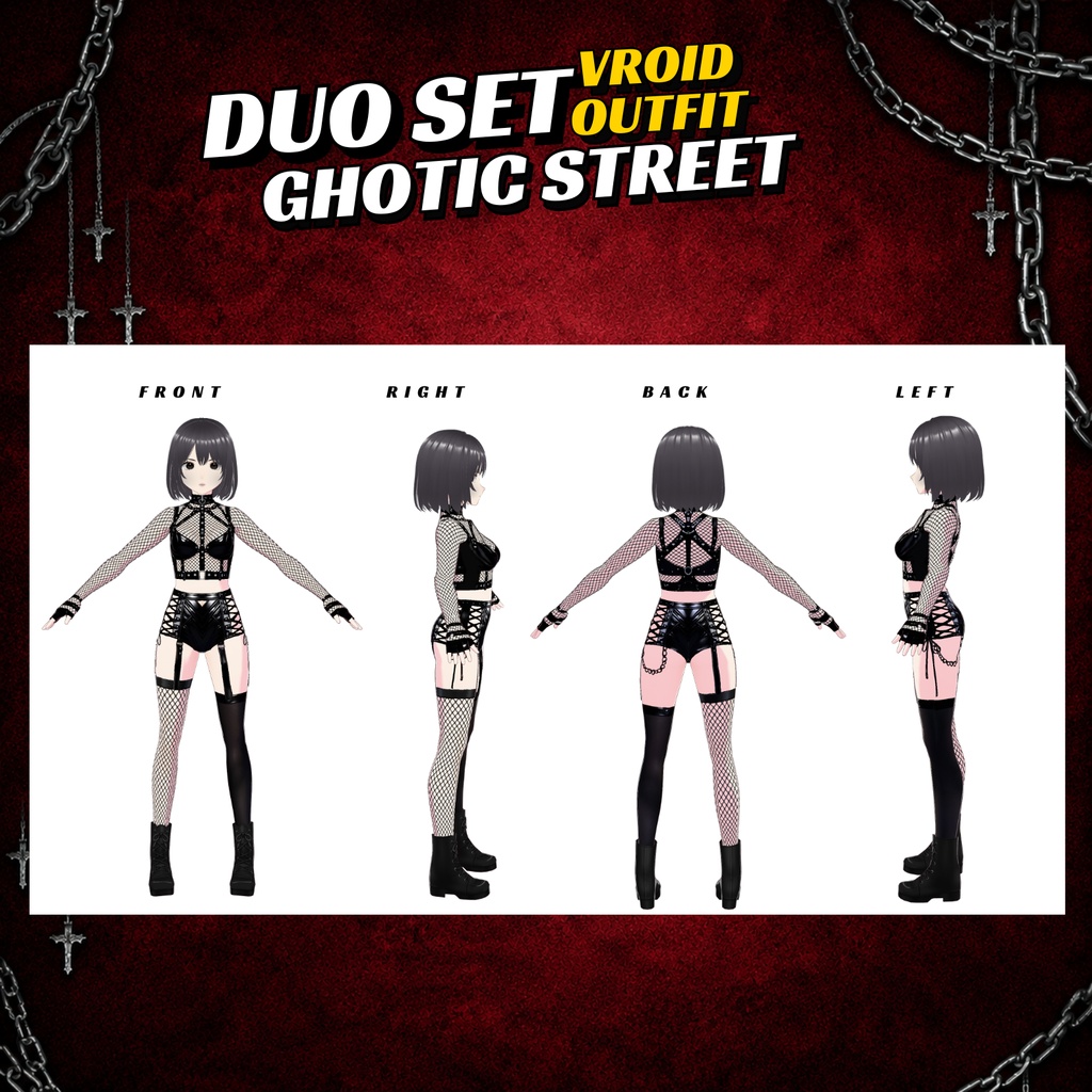 VRoid model Outfit gril Clothing bundle | Gothic style Dark Fantasy VTuber model| Anime grill (Digital Download)