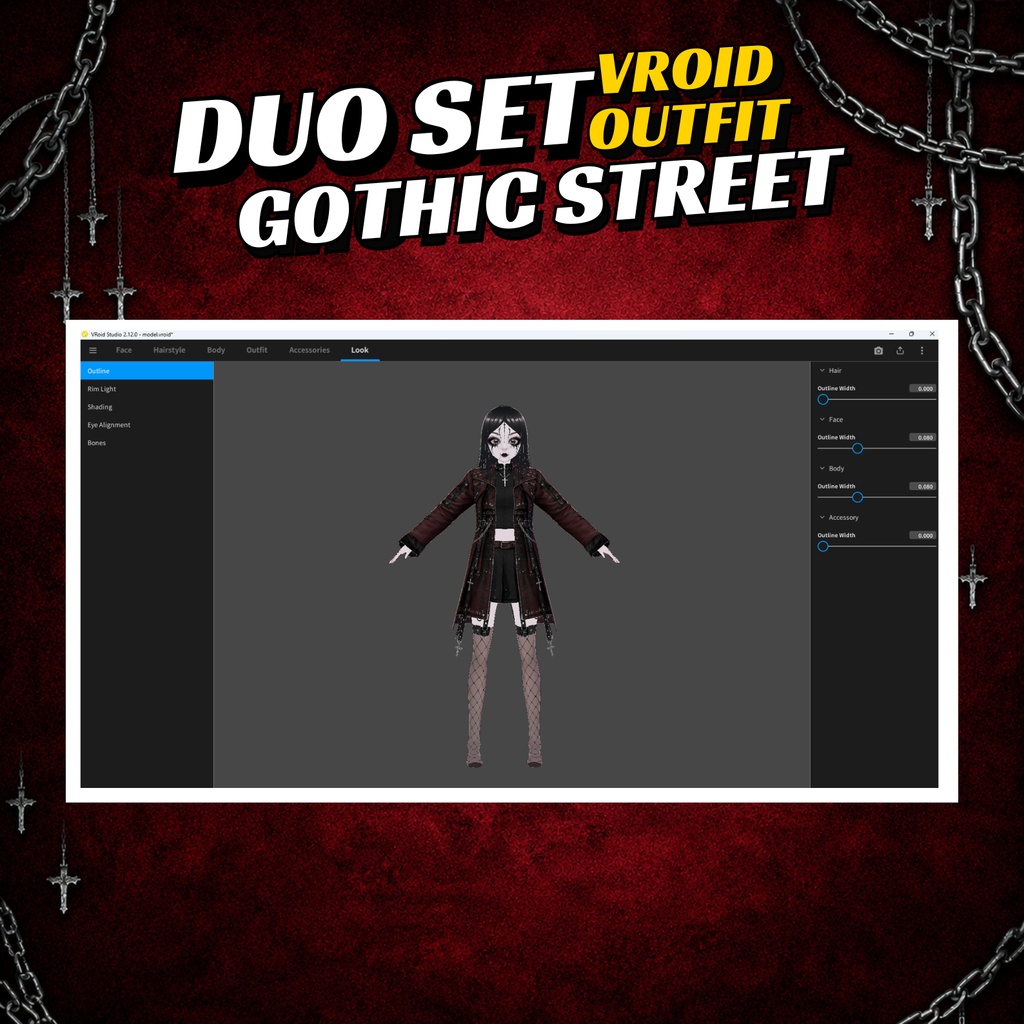 Gothic Streetwear Outfit Set Women | winter outfit Trench Coat women, Pleated Skirt VRoid Custom Items