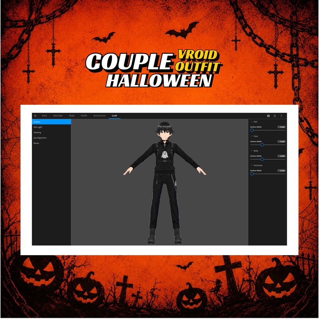 VRoid Couple Halloween Outfit | Gothic Ghost Matching Clothes (Digital Download)