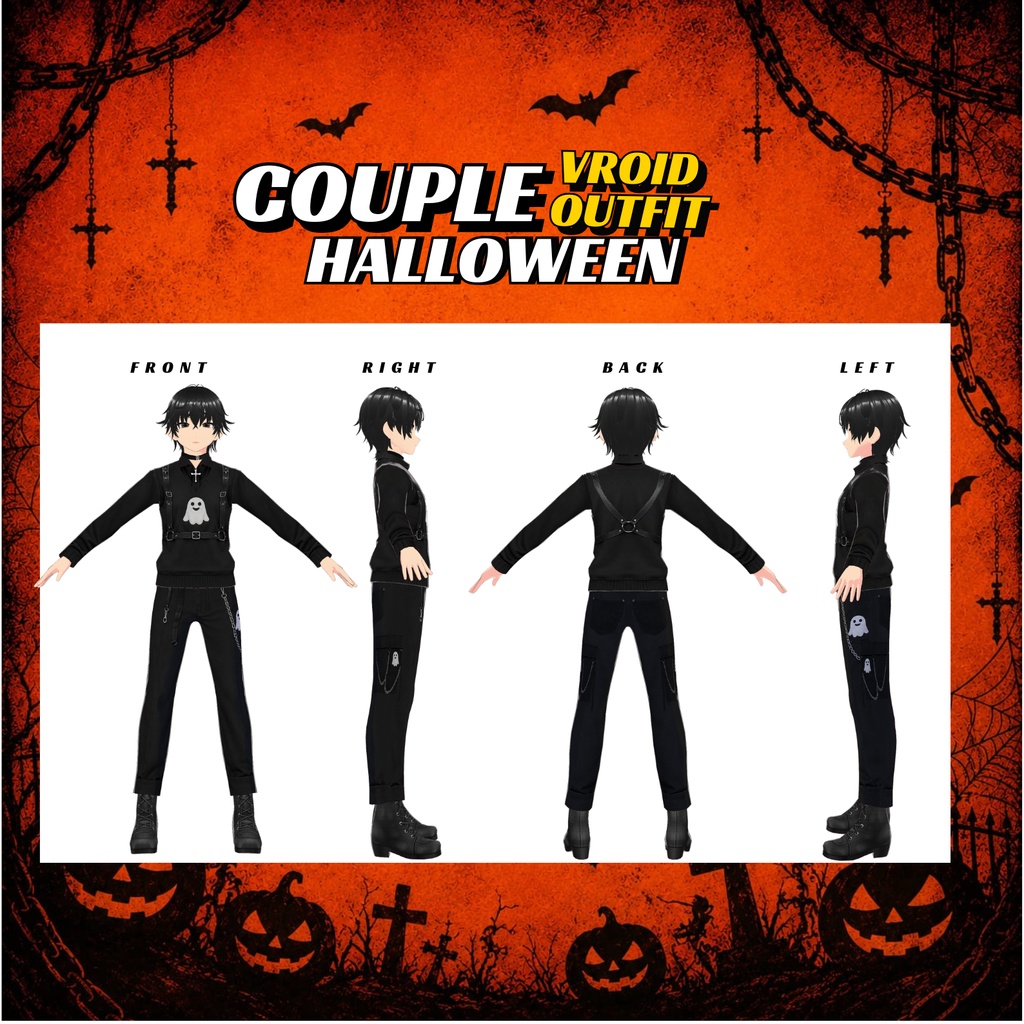 VRoid Couple Halloween Outfit | Gothic Ghost Matching Clothes (Digital Download)